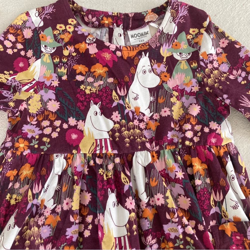 Moomin Forest Print Long Sleeve Kids Dress - Picture 3 of 4